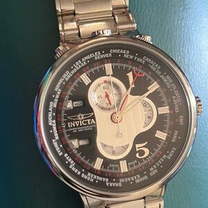 Invicta Silver and Black Chronograph Watch